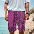 Magenta Pink And Black Snakeskin Print Men's Cargo Shorts