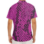 Magenta Pink And Black Snakeskin Print Men's Deep V-Neck Shirt