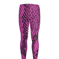 Magenta Pink And Black Snakeskin Print Men's Leggings