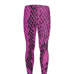 Magenta Pink And Black Snakeskin Print Men's leggings