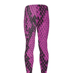 Magenta Pink And Black Snakeskin Print Men's leggings