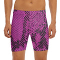 Magenta Pink And Black Snakeskin Print Men's Long Boxer Briefs