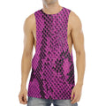 Magenta Pink And Black Snakeskin Print Men's Muscle Tank Top