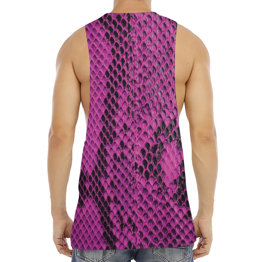 Magenta Pink And Black Snakeskin Print Men's Muscle Tank Top