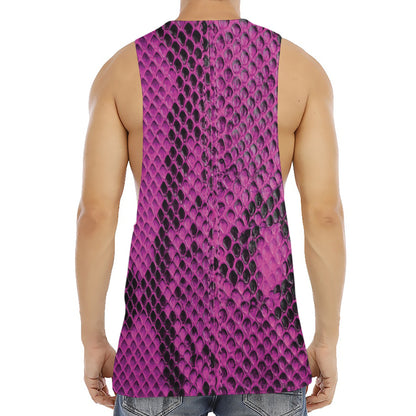 Magenta Pink And Black Snakeskin Print Men's Muscle Tank Top