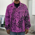 Magenta Pink And Black Snakeskin Print Men's Shirt Jacket