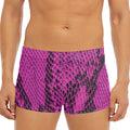 Magenta Pink And Black Snakeskin Print Men's Short Boxer Briefs