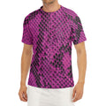 Magenta Pink And Black Snakeskin Print Men's Short Sleeve Rash Guard