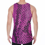 Magenta Pink And Black Snakeskin Print Men's Velvet Tank Top