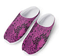 Magenta Pink And Black Snakeskin Print Mesh Casual Shoes