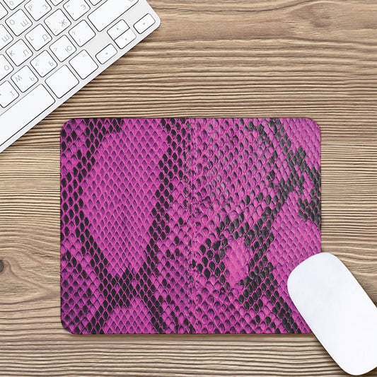 Magenta Pink And Black Snakeskin Print Mouse Pad