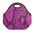 Magenta Pink And Black Snakeskin Print Neoprene Lunch Bag