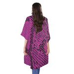 Magenta Pink And Black Snakeskin Print Open Front Beach Cover Up