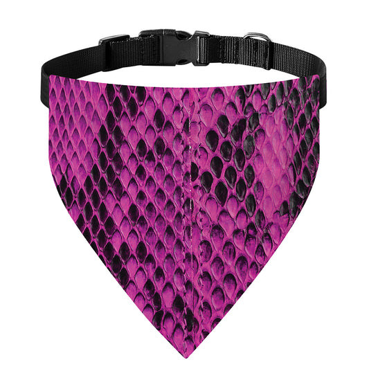 Magenta Pink And Black Snakeskin Print Over The Collar Dog Bandana
