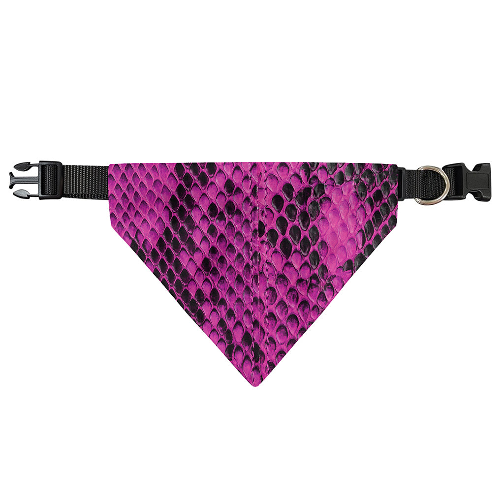 Magenta Pink And Black Snakeskin Print Over The Collar Dog Bandana