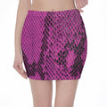 Magenta Pink And Black Snakeskin Print Pencil Mini Skirt