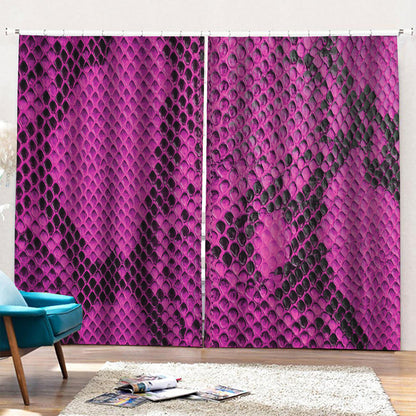 Magenta Pink And Black Snakeskin Print Pencil Pleat Curtains