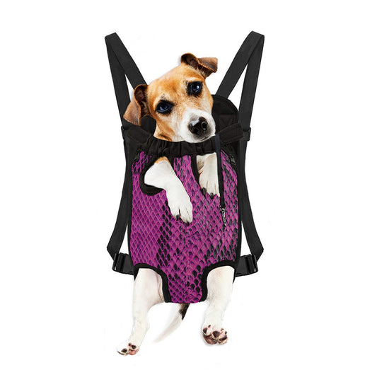 Magenta Pink And Black Snakeskin Print Pet Carrier Backpack