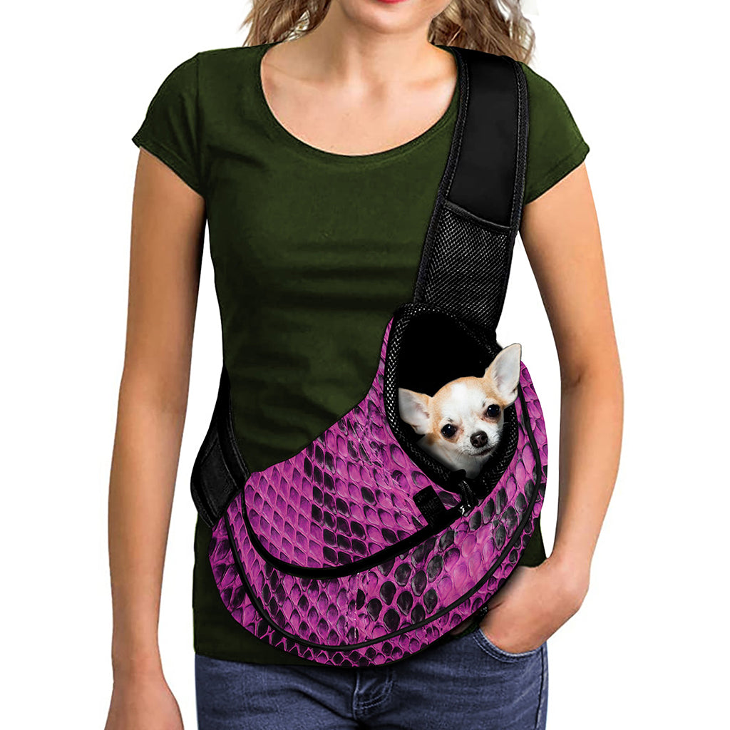 Magenta Pink And Black Snakeskin Print Pet Sling Carrier