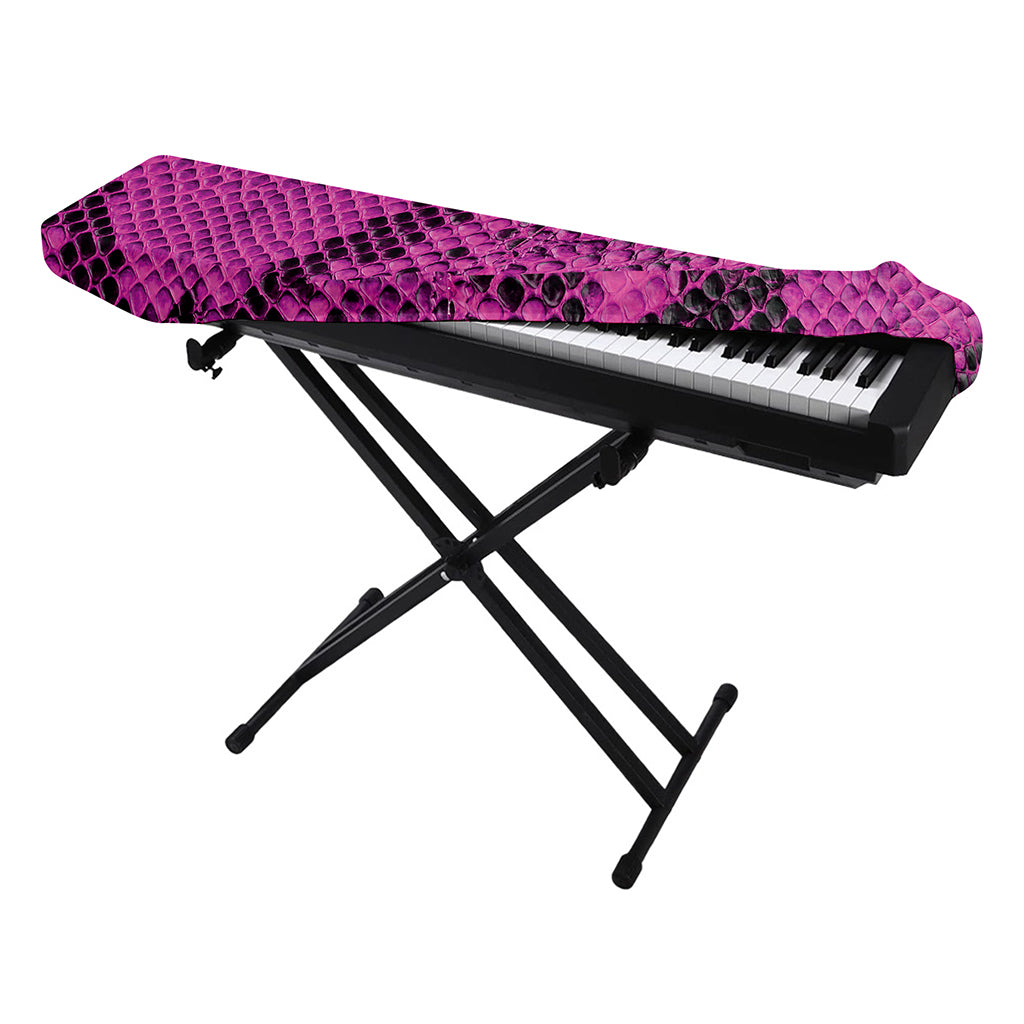 Magenta Pink And Black Snakeskin Print Piano Keyboard Cover