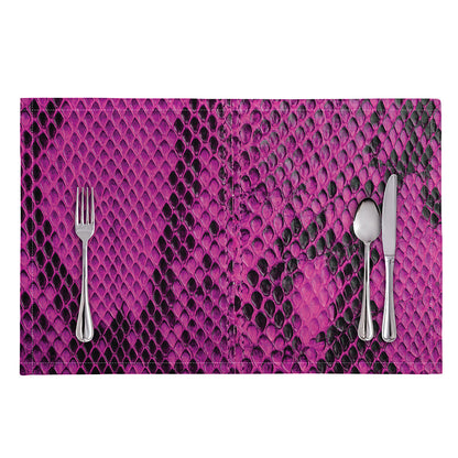 Magenta Pink And Black Snakeskin Print Placemat