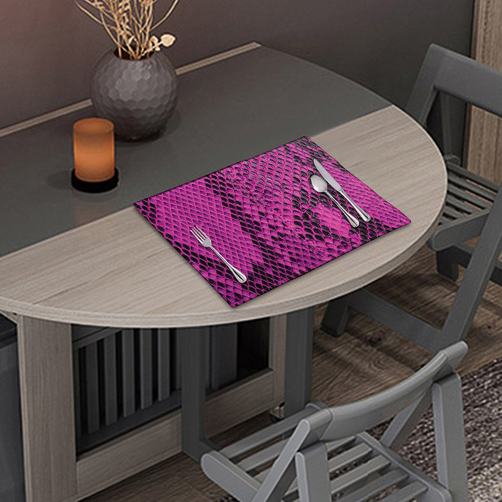 Magenta Pink And Black Snakeskin Print Placemat