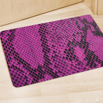 Magenta Pink And Black Snakeskin Print Polyester Doormat