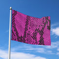 Magenta Pink And Black Snakeskin Print Polyester Flag