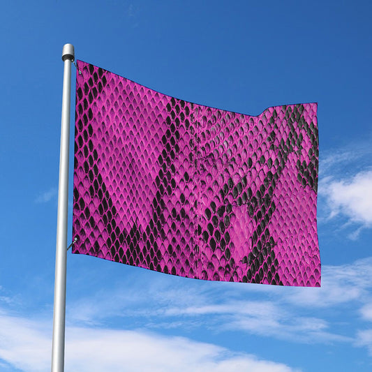 Magenta Pink And Black Snakeskin Print Polyester Flag