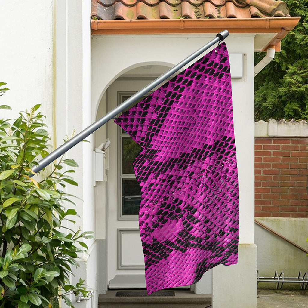 Magenta Pink And Black Snakeskin Print Polyester Flag