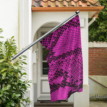 Magenta Pink And Black Snakeskin Print Polyester Flag
