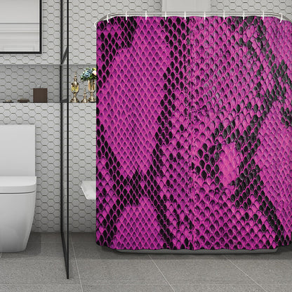 Magenta Pink And Black Snakeskin Print Polyester Shower Curtain