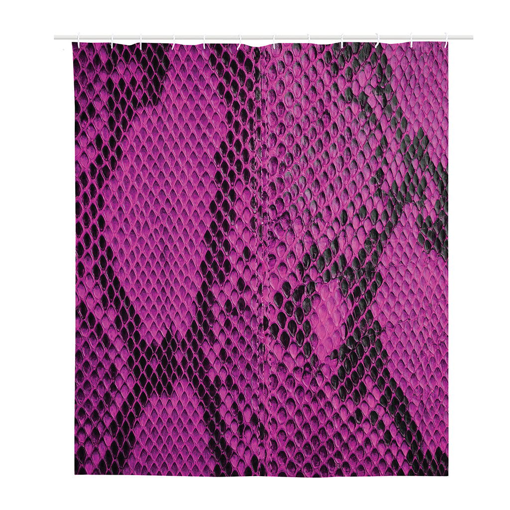 Magenta Pink And Black Snakeskin Print Polyester Shower Curtain
