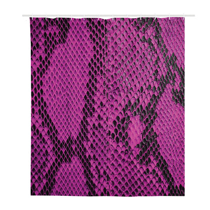 Magenta Pink And Black Snakeskin Print Polyester Shower Curtain