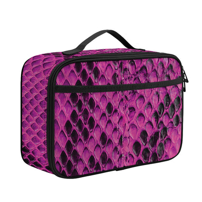 Magenta Pink And Black Snakeskin Print Portable Lunch Bag