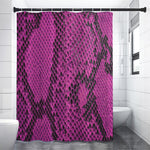 Magenta Pink And Black Snakeskin Print Premium Shower Curtain