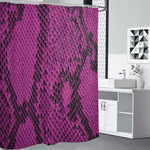 Magenta Pink And Black Snakeskin Print Premium Shower Curtain