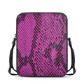 Magenta Pink And Black Snakeskin Print Rectangular Crossbody Bag
