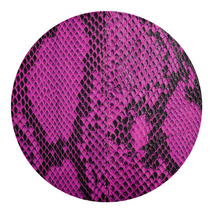 Magenta Pink And Black Snakeskin Print Round Blanket