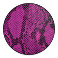 Magenta Pink And Black Snakeskin Print Round Floor Mat