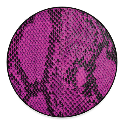 Magenta Pink And Black Snakeskin Print Round Floor Mat