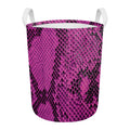 Magenta Pink And Black Snakeskin Print Round Laundry Basket