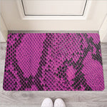 Magenta Pink And Black Snakeskin Print Rubber Doormat