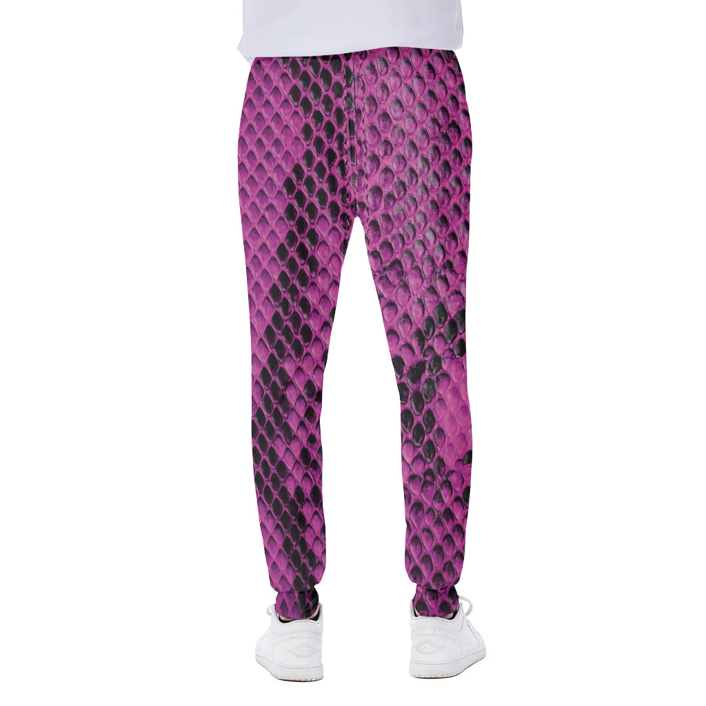 Magenta Pink And Black Snakeskin Print Scuba Joggers