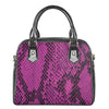 Magenta Pink And Black Snakeskin Print Shoulder Handbag