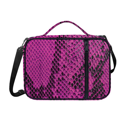 Magenta Pink And Black Snakeskin Print Shoulder Strap Bible Bag