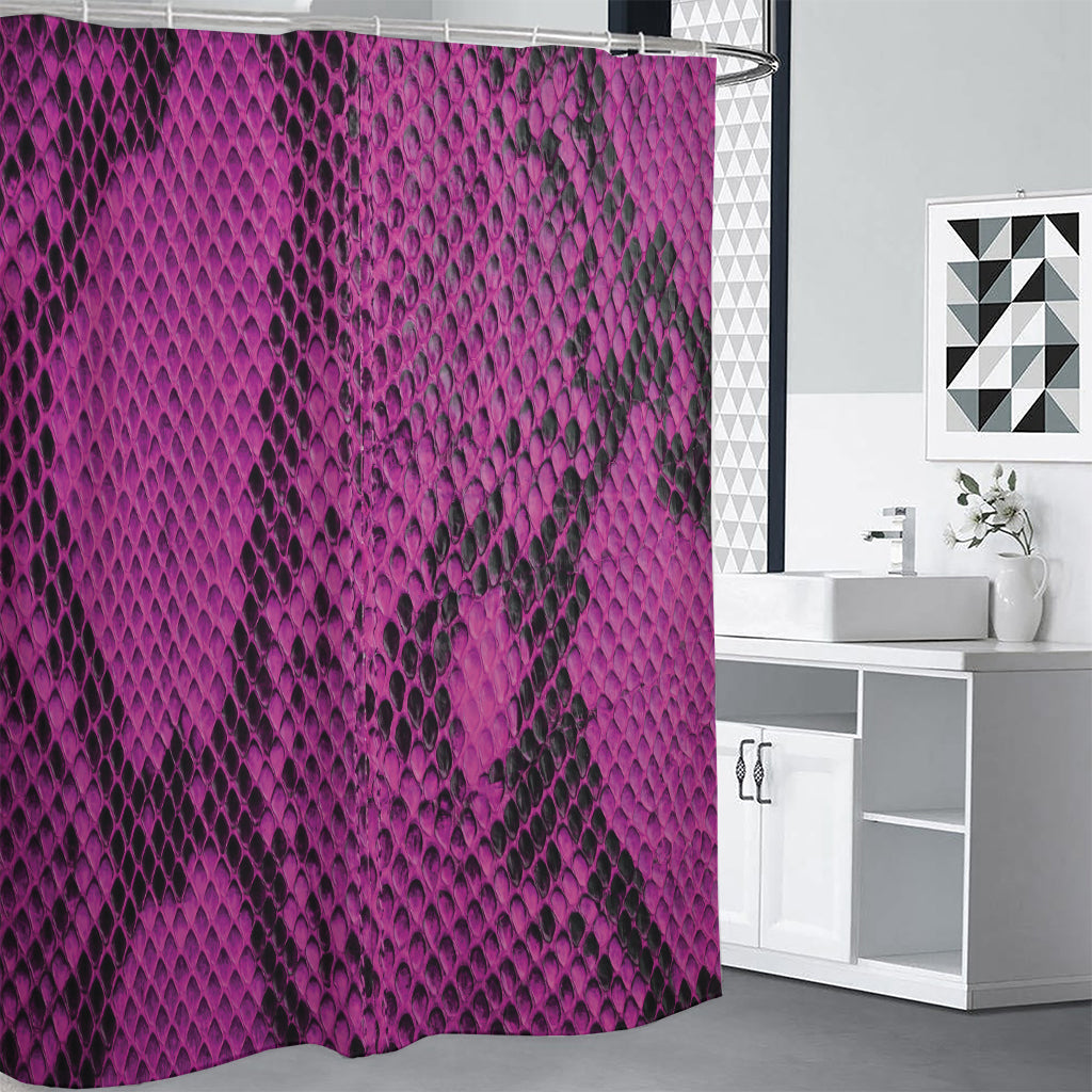Magenta Pink And Black Snakeskin Print Shower Curtain