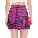 Magenta Pink And Black Snakeskin Print Side Slit Mini Skirt
