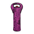 Magenta Pink And Black Snakeskin Print Single Neoprene Wine Tote