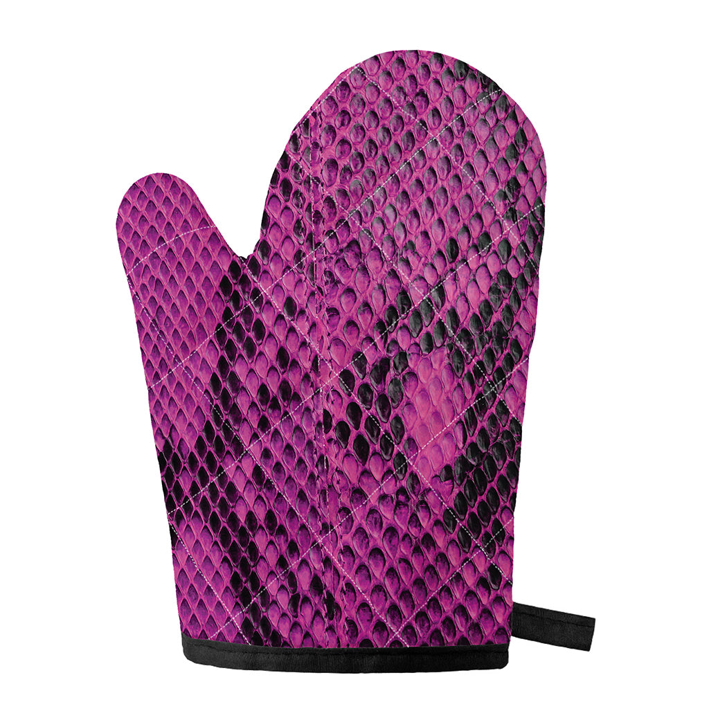 Magenta Pink And Black Snakeskin Print Single Oven Mitt
